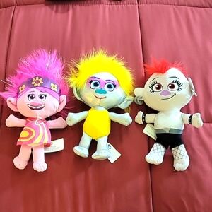 Set Of 3 Dreamworks Trolls from the World Tour Movie Poppy Plush 9"